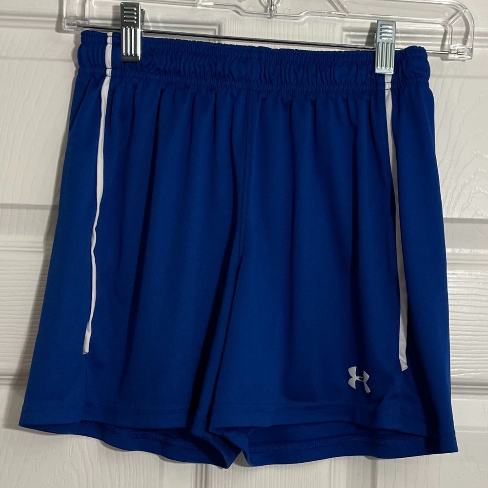 Under Armour Women's Royal Blue White Stripe Heatgear Soccer Athletic Shorts S